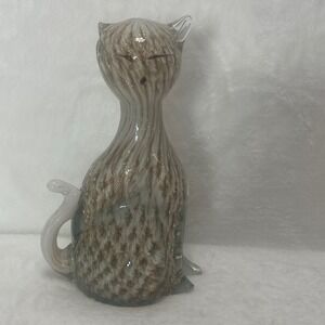 Murano VTG Aventurine Art Glass Cat Figurine Swirl Design Striped *SEE READ*